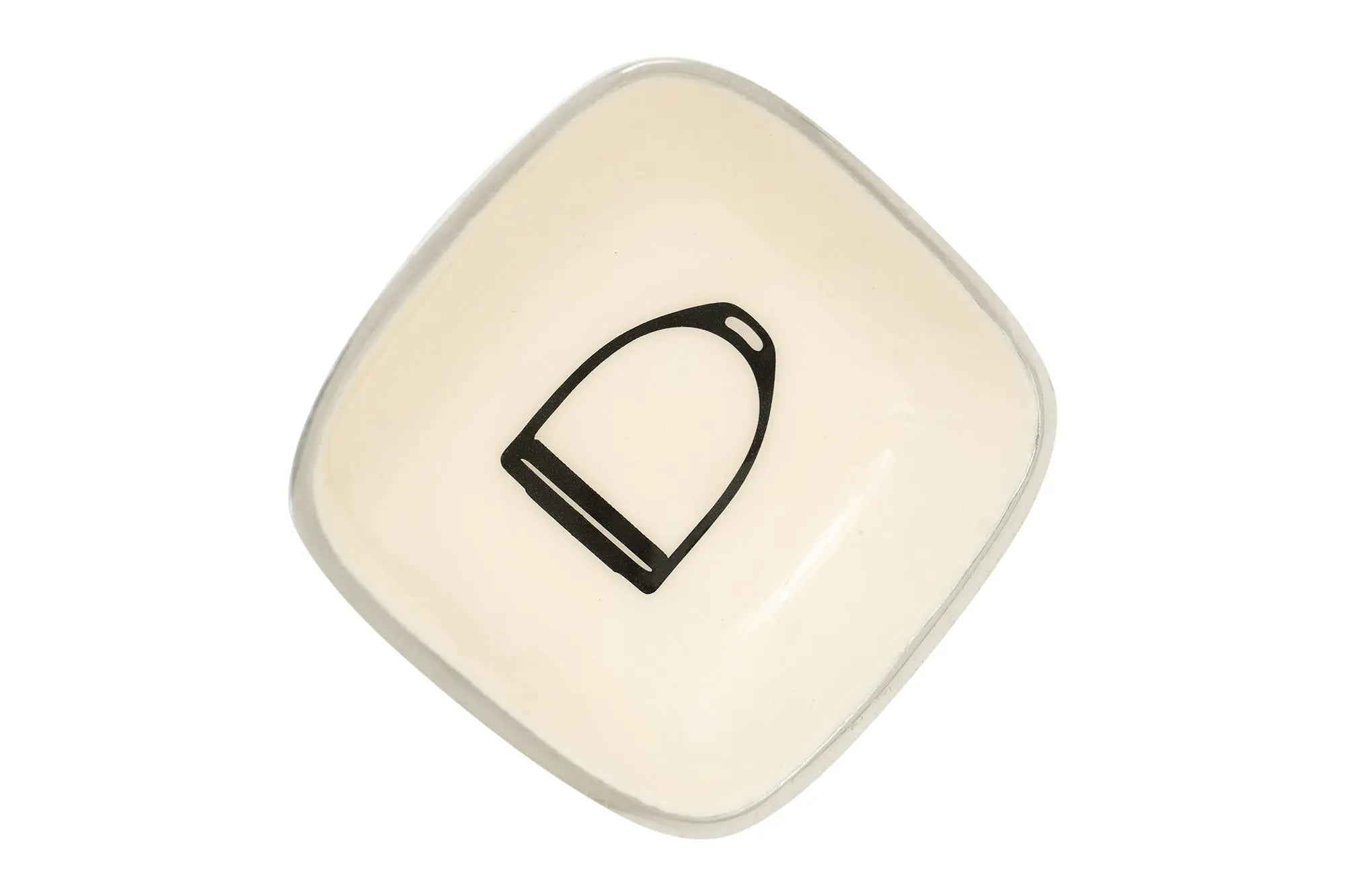 Small Square White Bowl with Stirrup Design