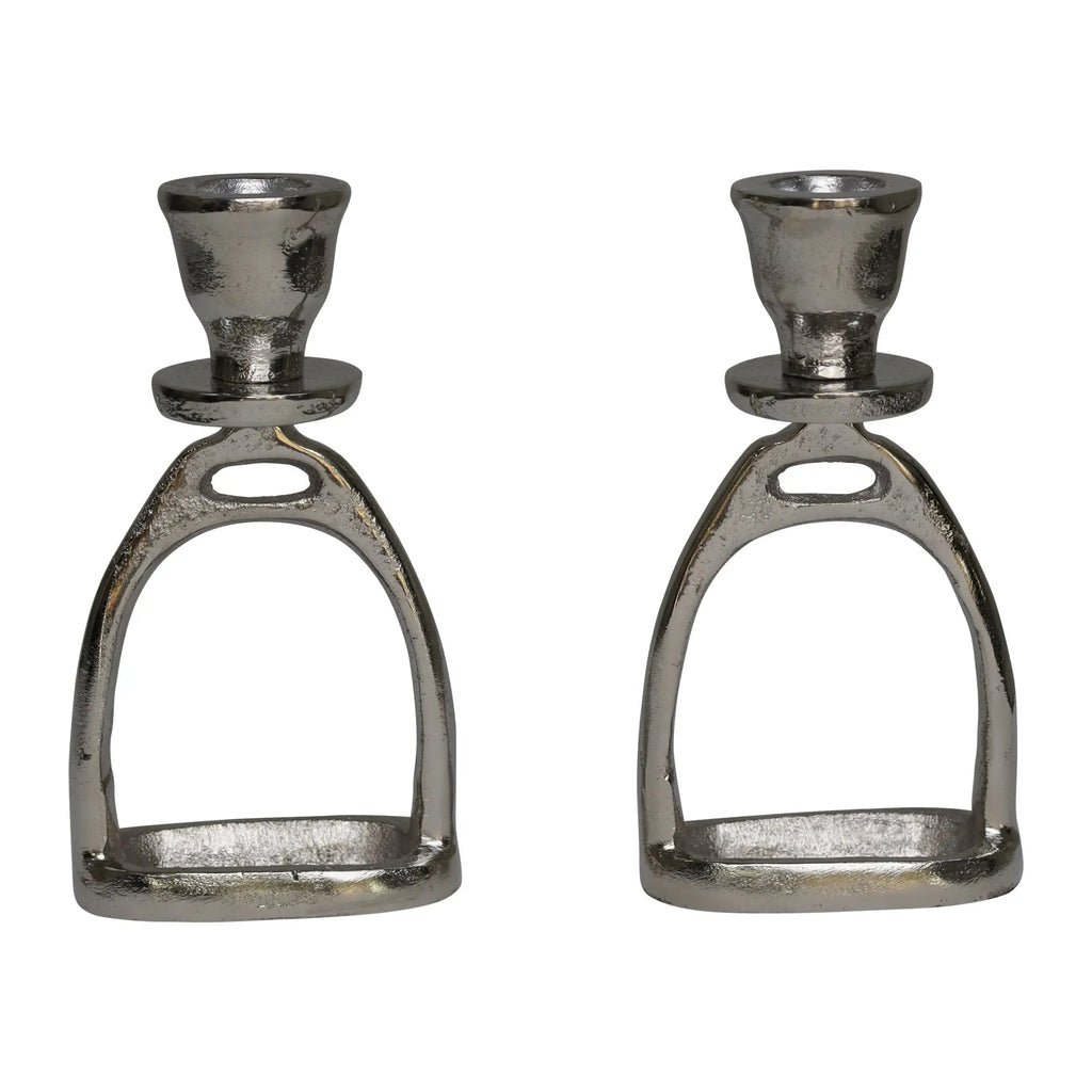 Stirrup Candle Stick Holders, Silver set of 2