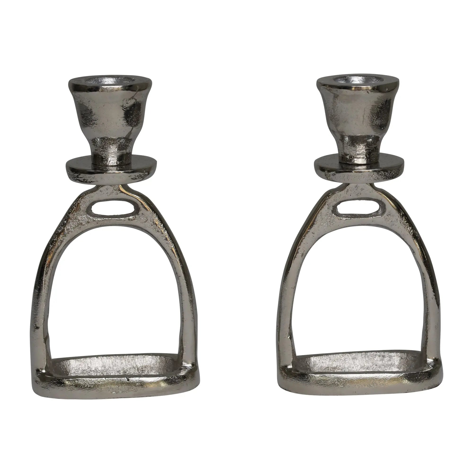 Stirrup Candle Stick Holders, Silver set of 2