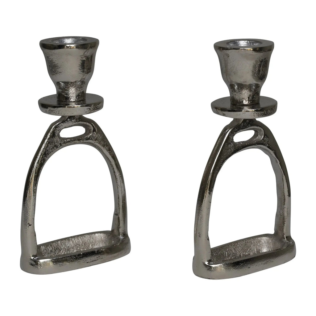 Stirrup Candle Stick Holders, Silver set of 2
