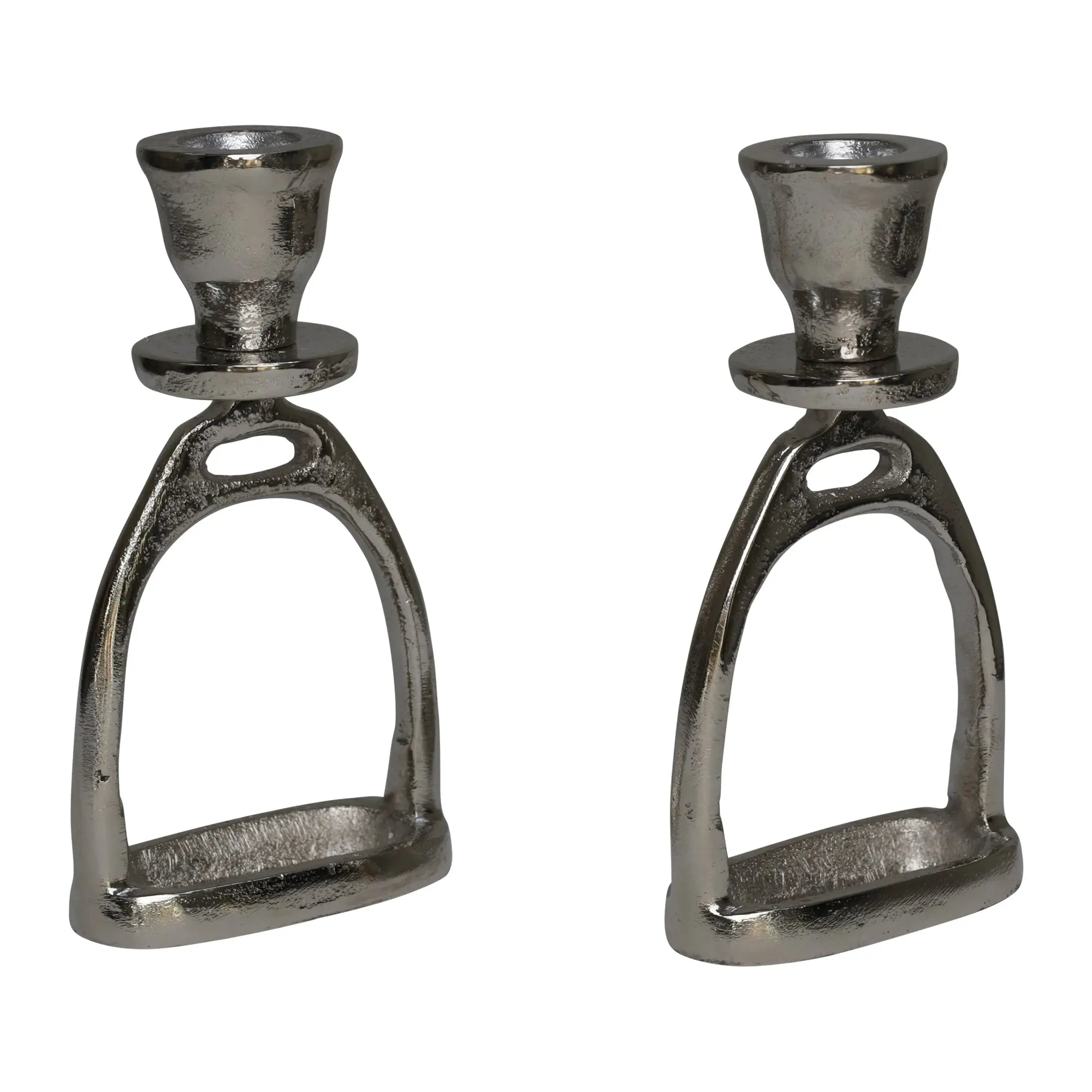 Stirrup Candle Stick Holders, Silver set of 2