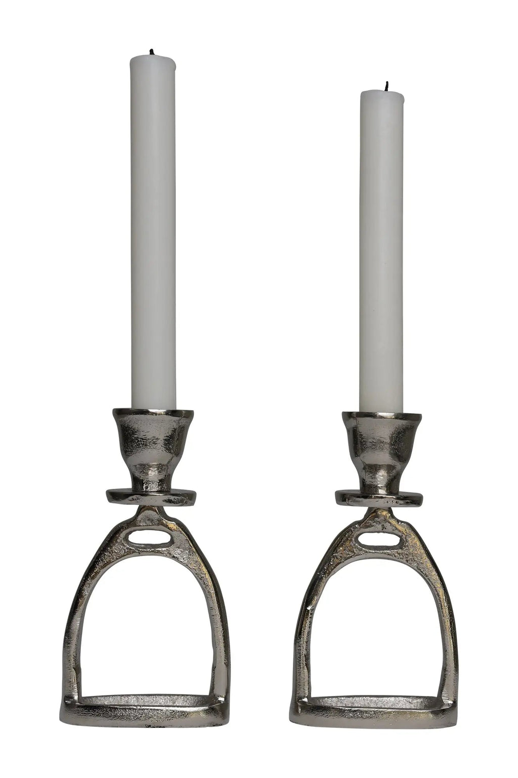 Stirrup Candle Stick Holders, Silver set of 2