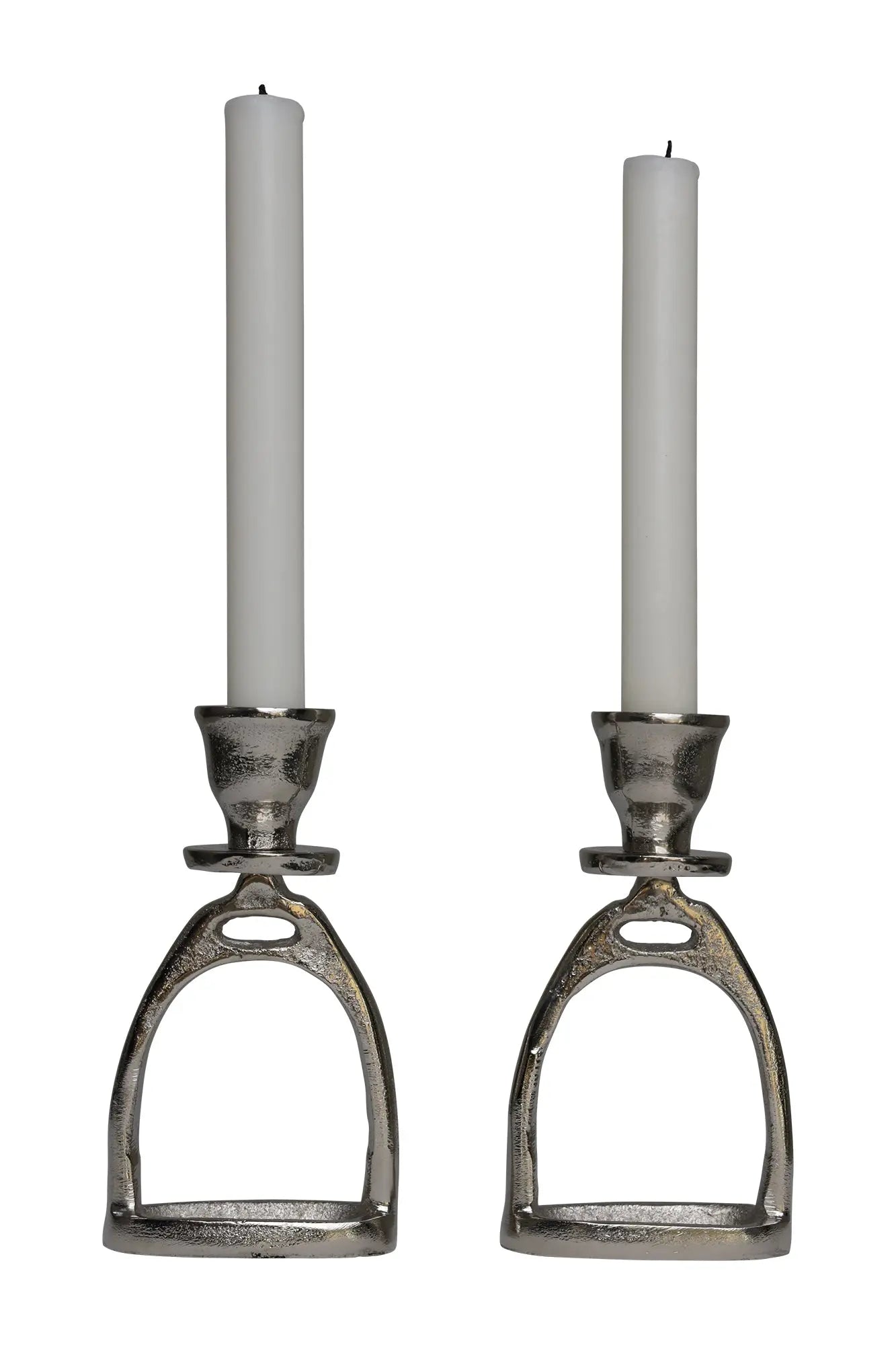 Stirrup Candle Stick Holders, Silver set of 2