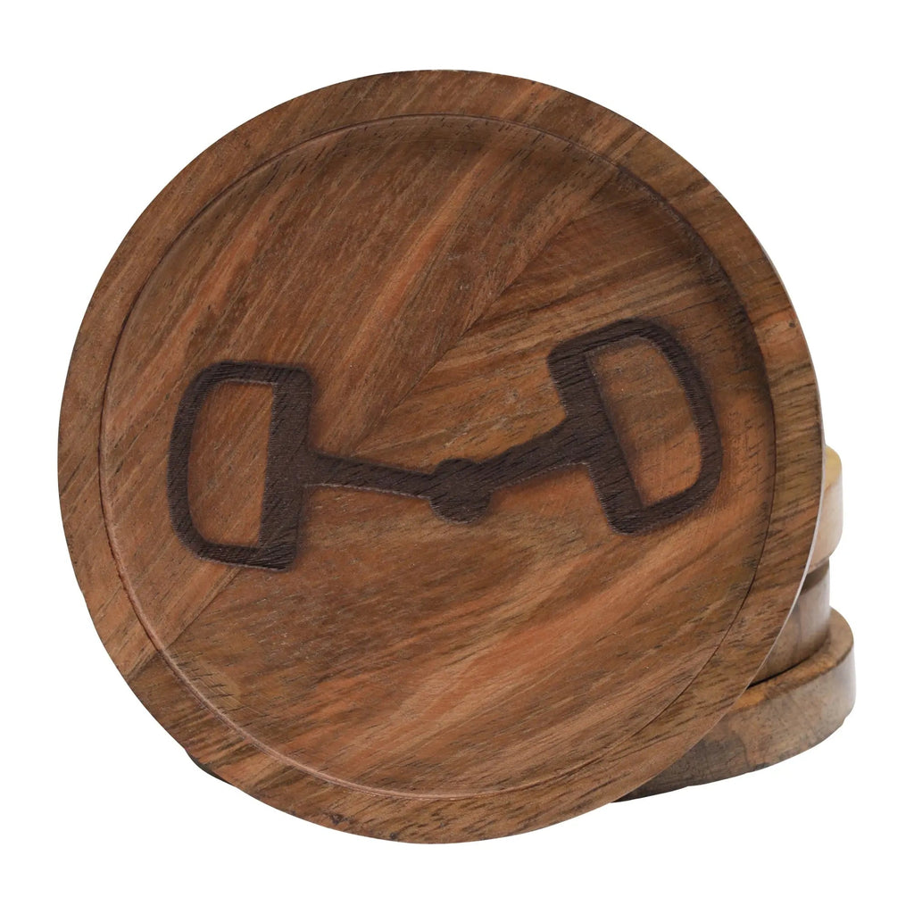 Wooden Coasters with Decorative Bit Design, set of 4
