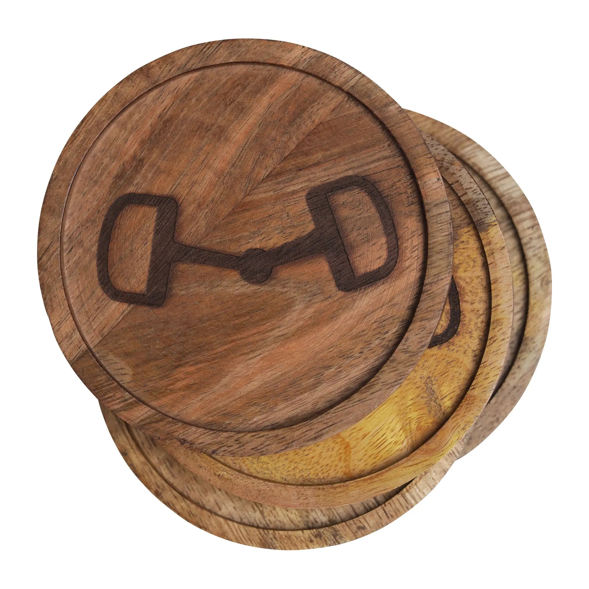Wooden Coasters with Decorative Bit Design, set of 4