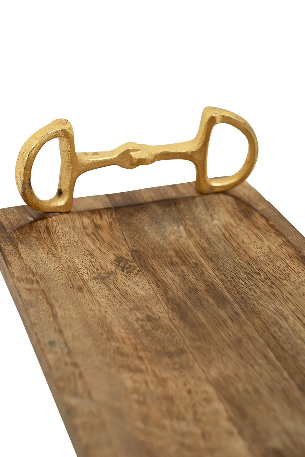 Wooden Rectangle Tray with Gold Bit Handles