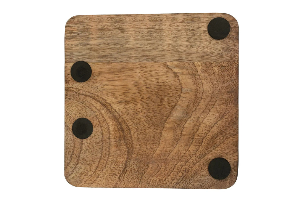 Wooden Square Tray with Gold Bit