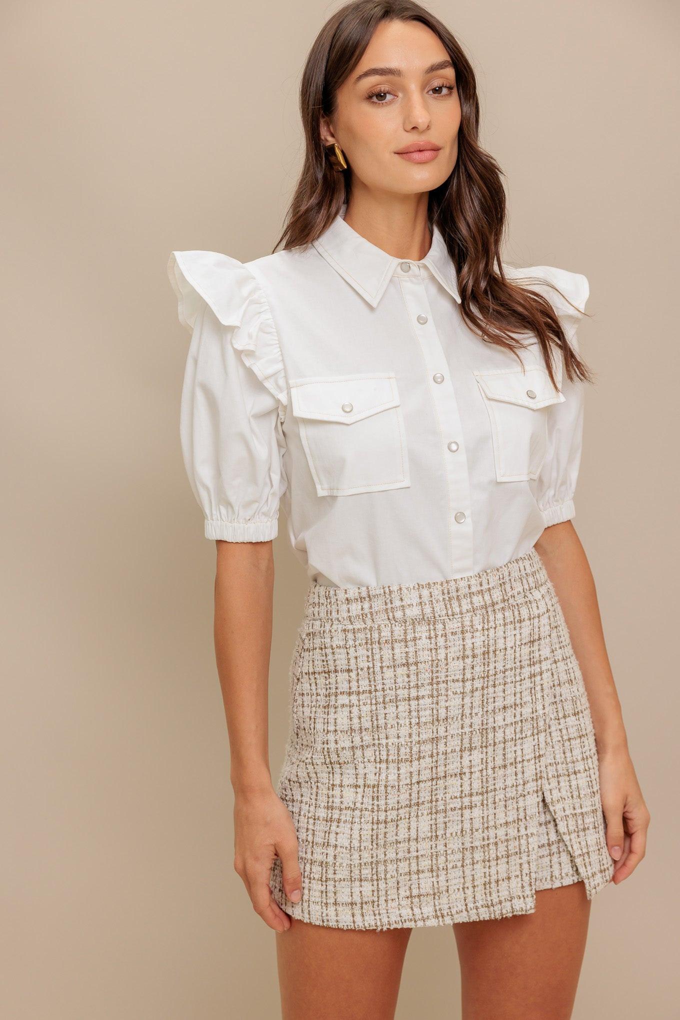 Modern Balance Woven Tweed Skort
