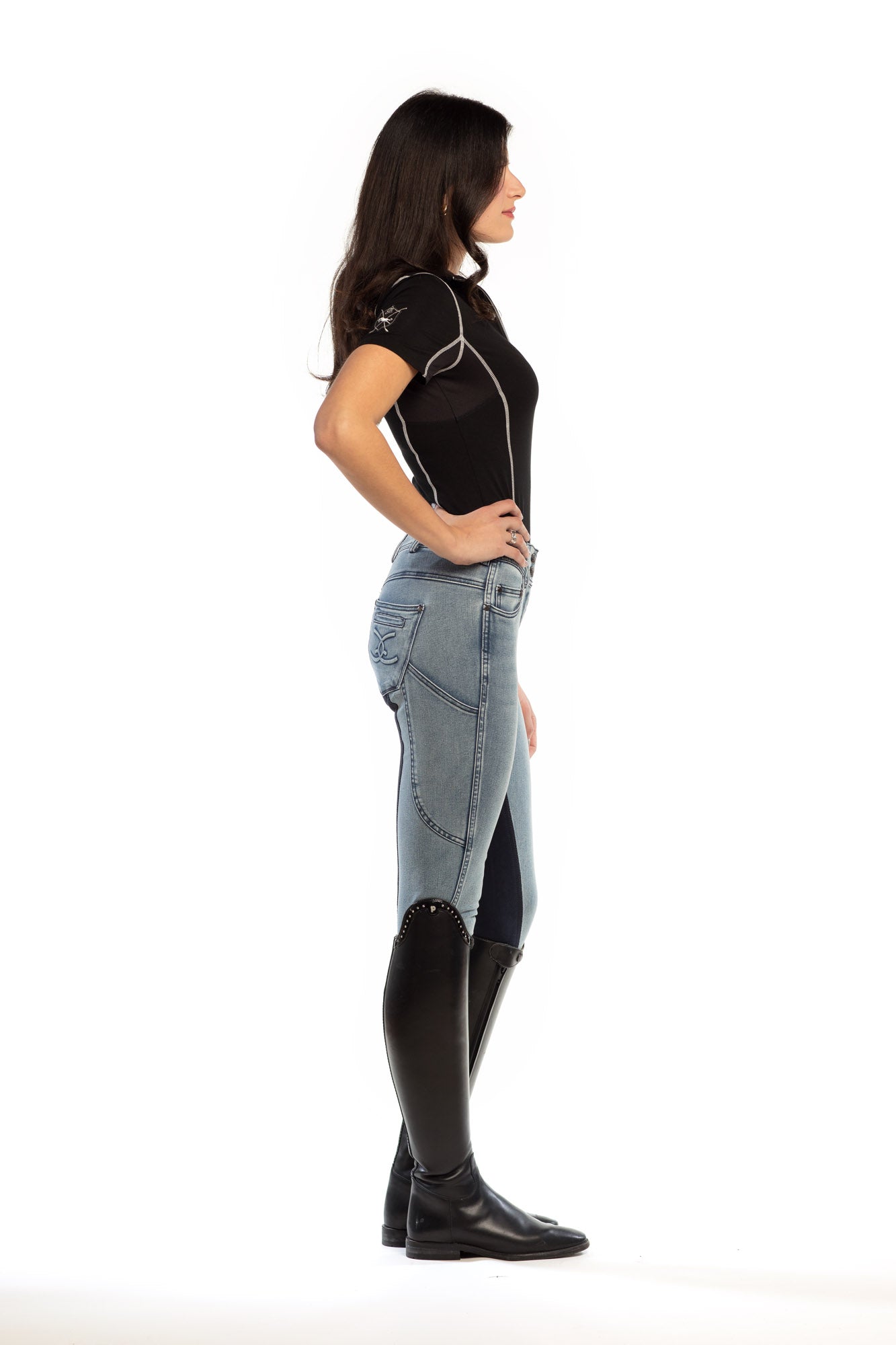 NEW Equestrian Jean - Full Seat with Cell Phone Pocket | 4-way stretch - Faded Blue