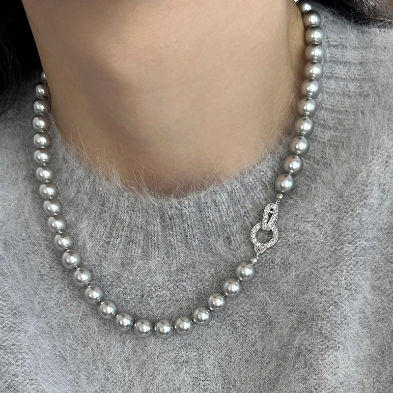 Faux Pearl Buckle Necklace