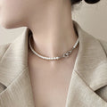 Faux Pearl Buckle Necklace