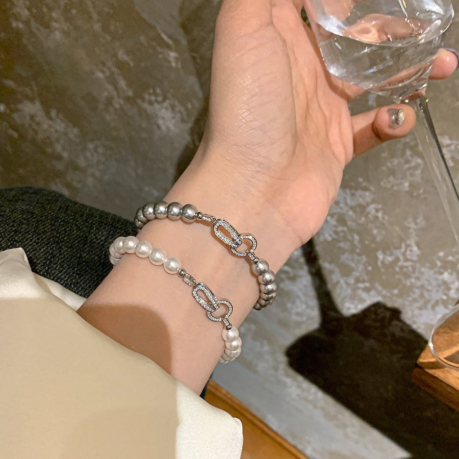 Faux Pearl Buckle Bracelet