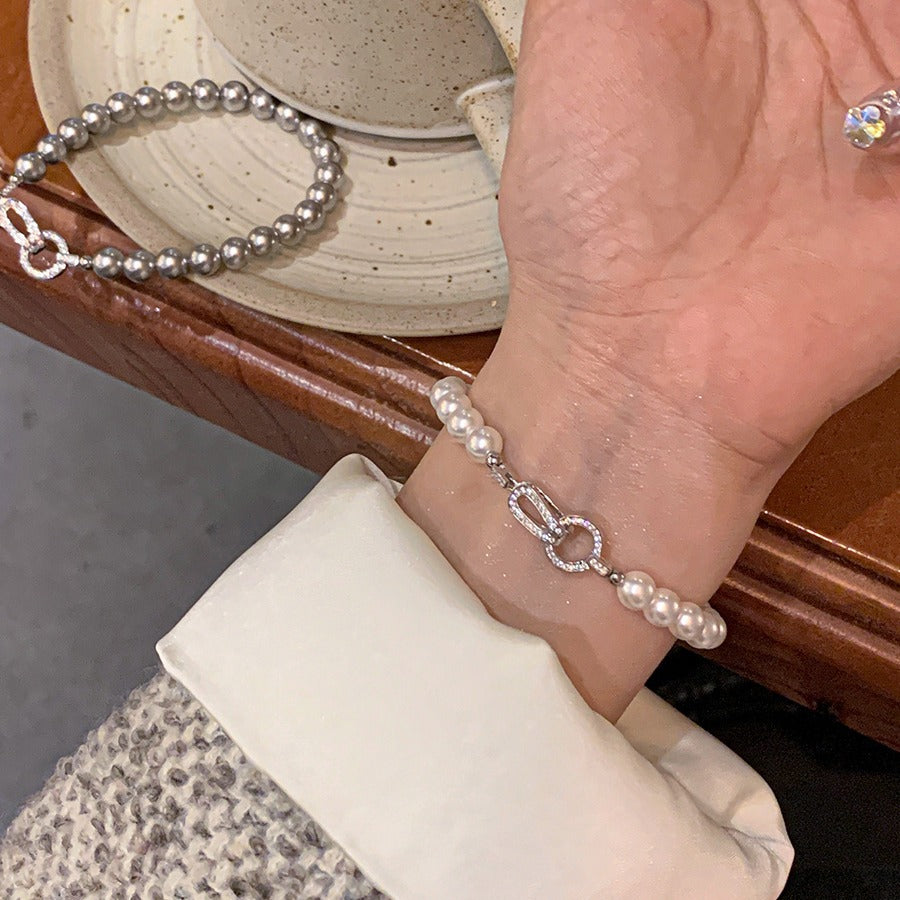 Faux Pearl Buckle Bracelet
