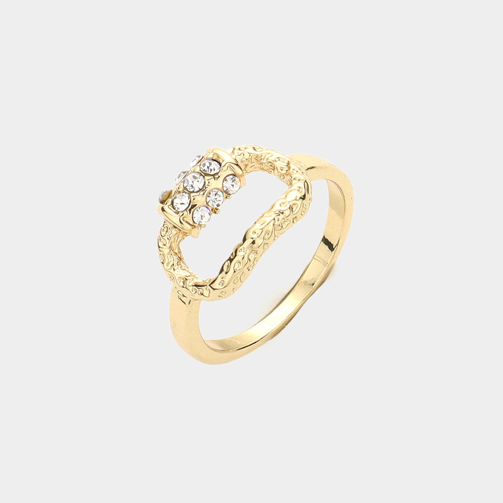 Rhinestone Open Oval Ring