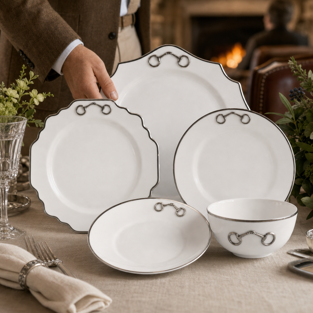 Bone China Pewter Bit Dinnerware
