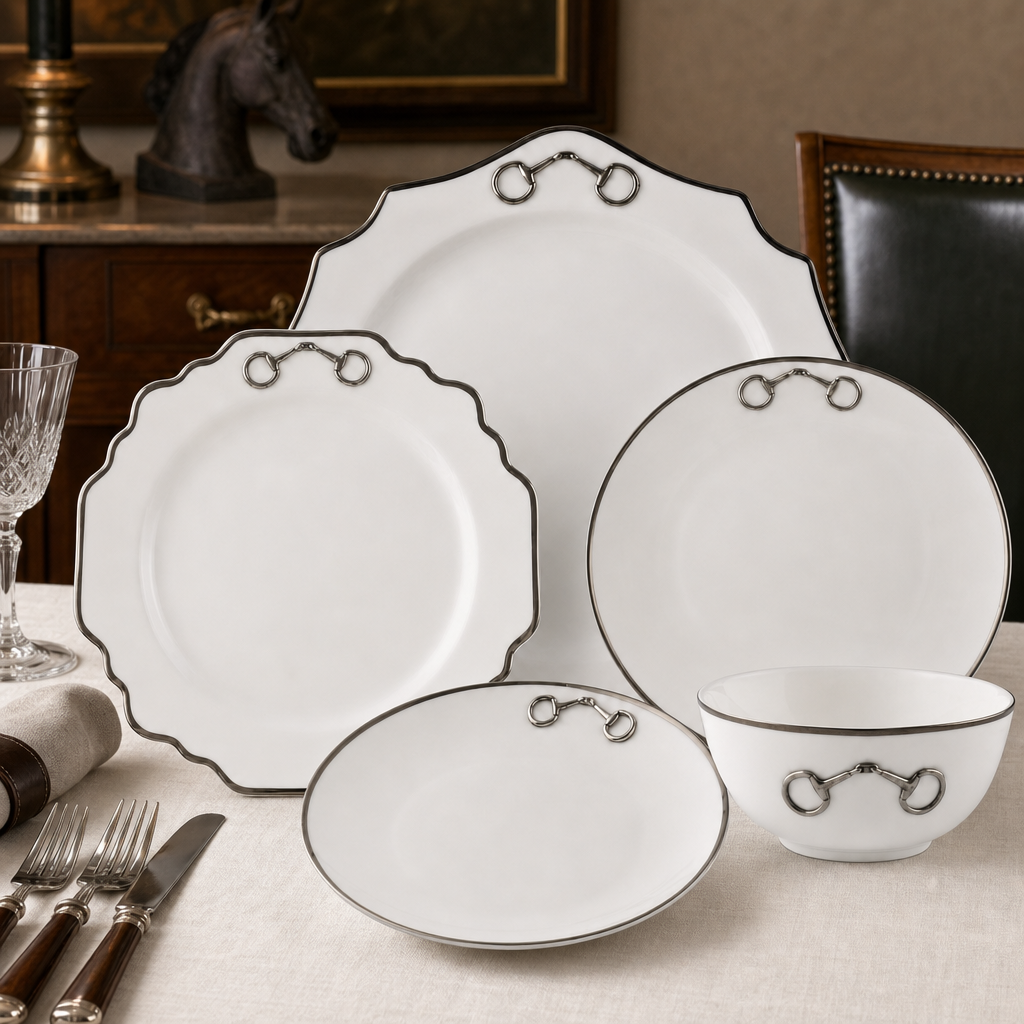 Bone China Pewter Bit Dinnerware