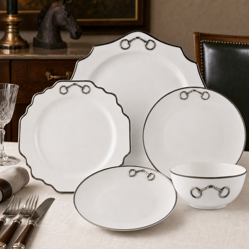 Bone China Pewter Bit Dinnerware