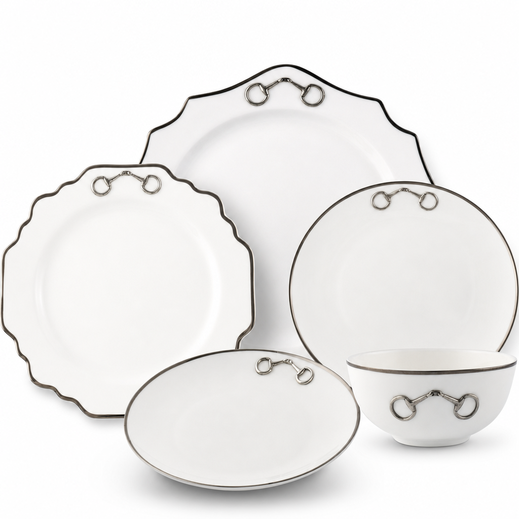 Bone China Pewter Bit Dinnerware