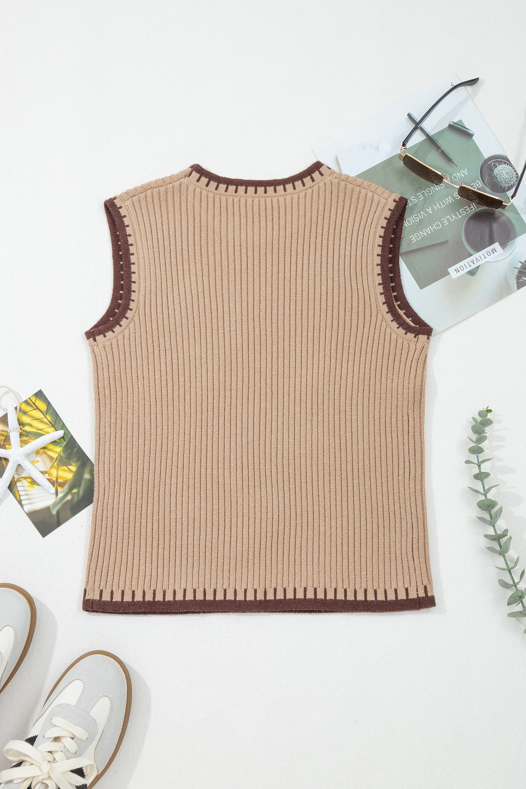 Western Horseshoe Ribbed Knit Sweater Top