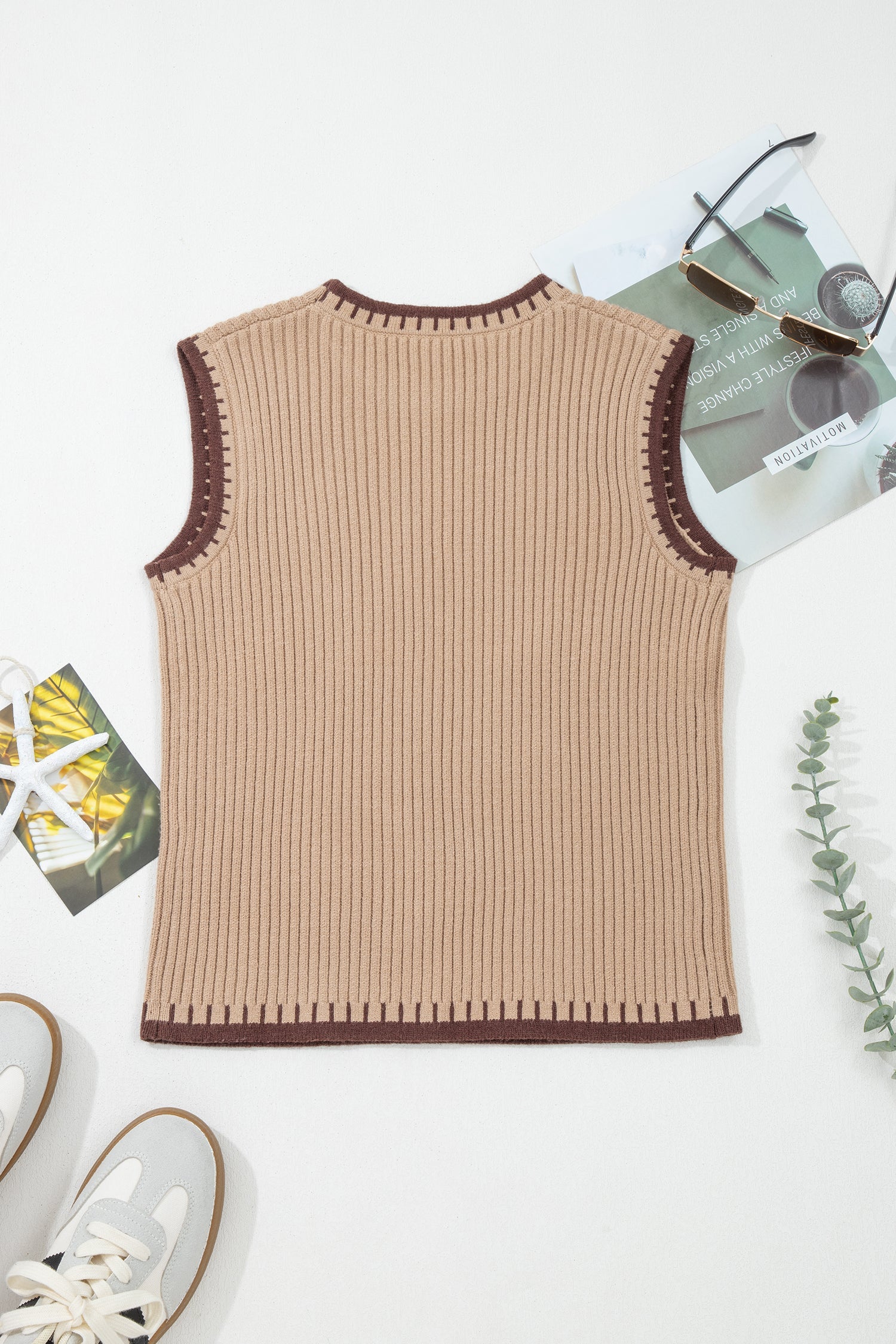 Western Horseshoe Ribbed Knit Sweater Top