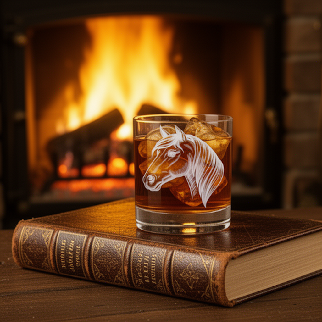 Horse Lover Whiskey Glass - Permanent Laser Etched Lowball Gift for Equestrian Enthusiasts