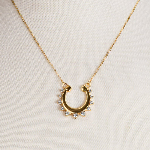 Anola - Diamond Cut Horseshoe Necklace in Gold