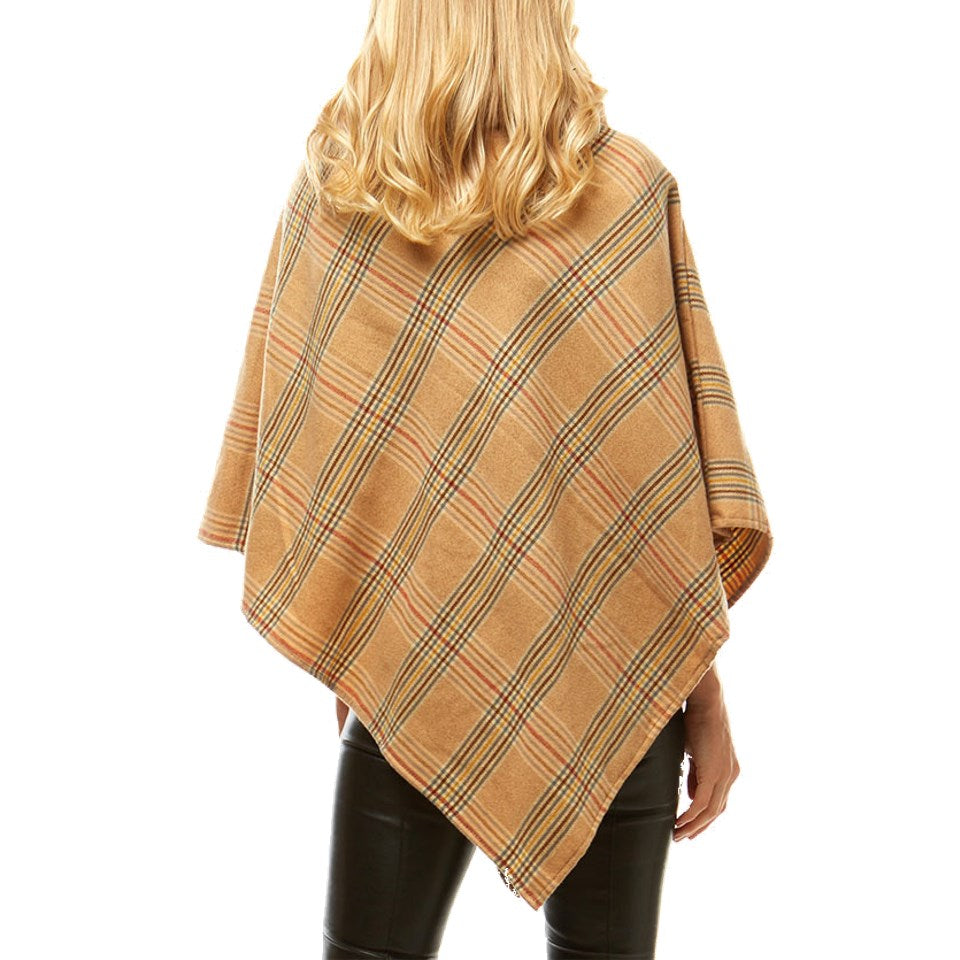 Aubrie Cozy Faux Fur Collar Poncho