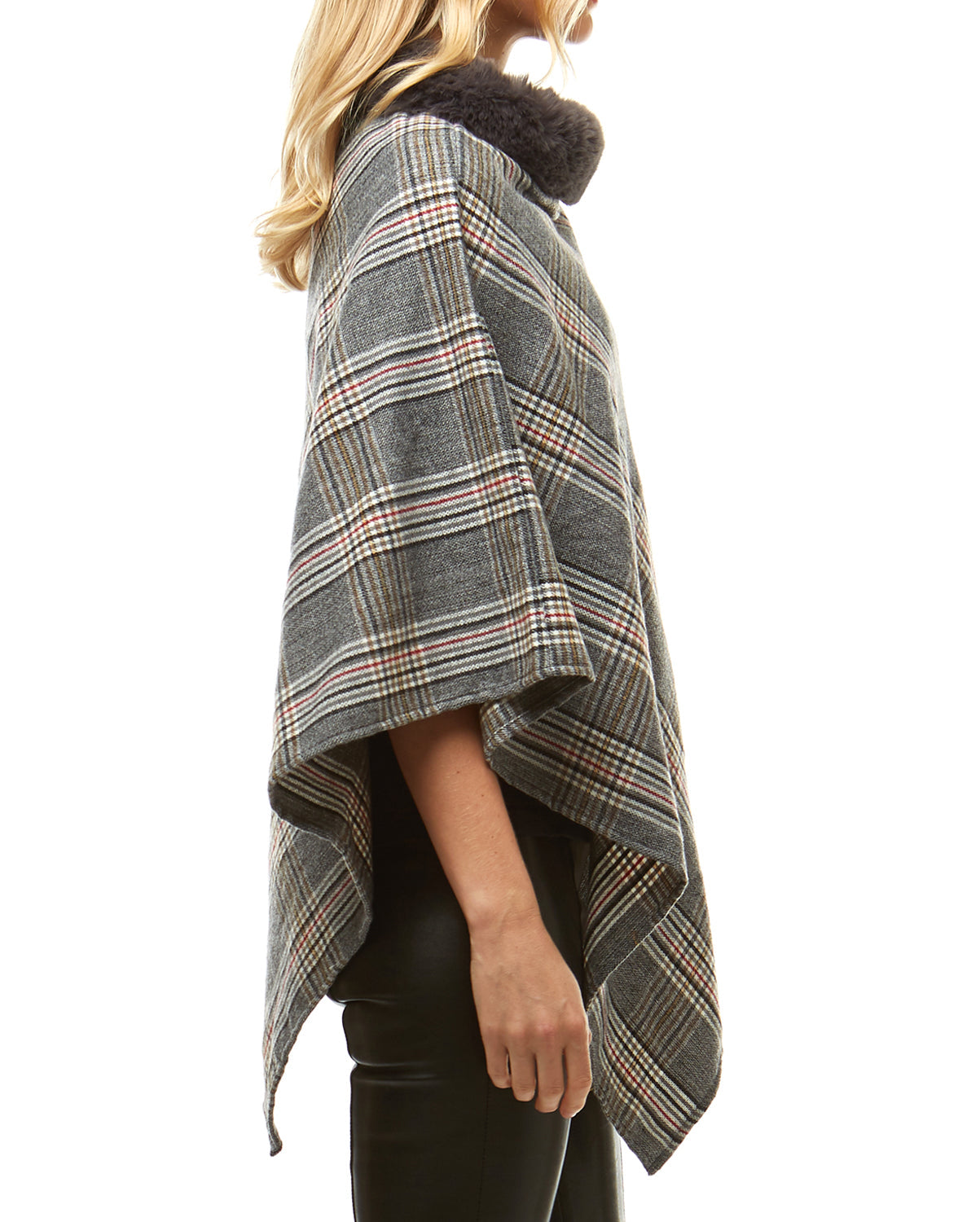 Aubrie Cozy Faux Fur Collar Poncho