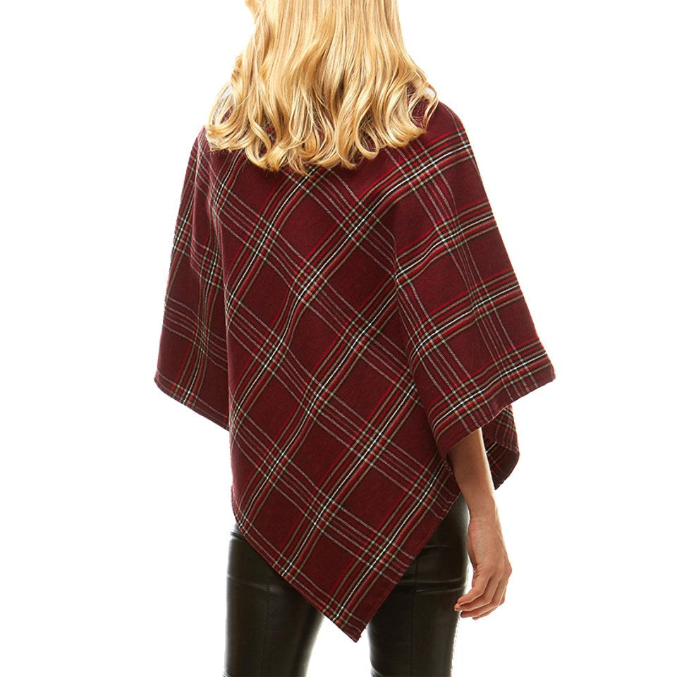 Aubrie Cozy Faux Fur Collar Poncho