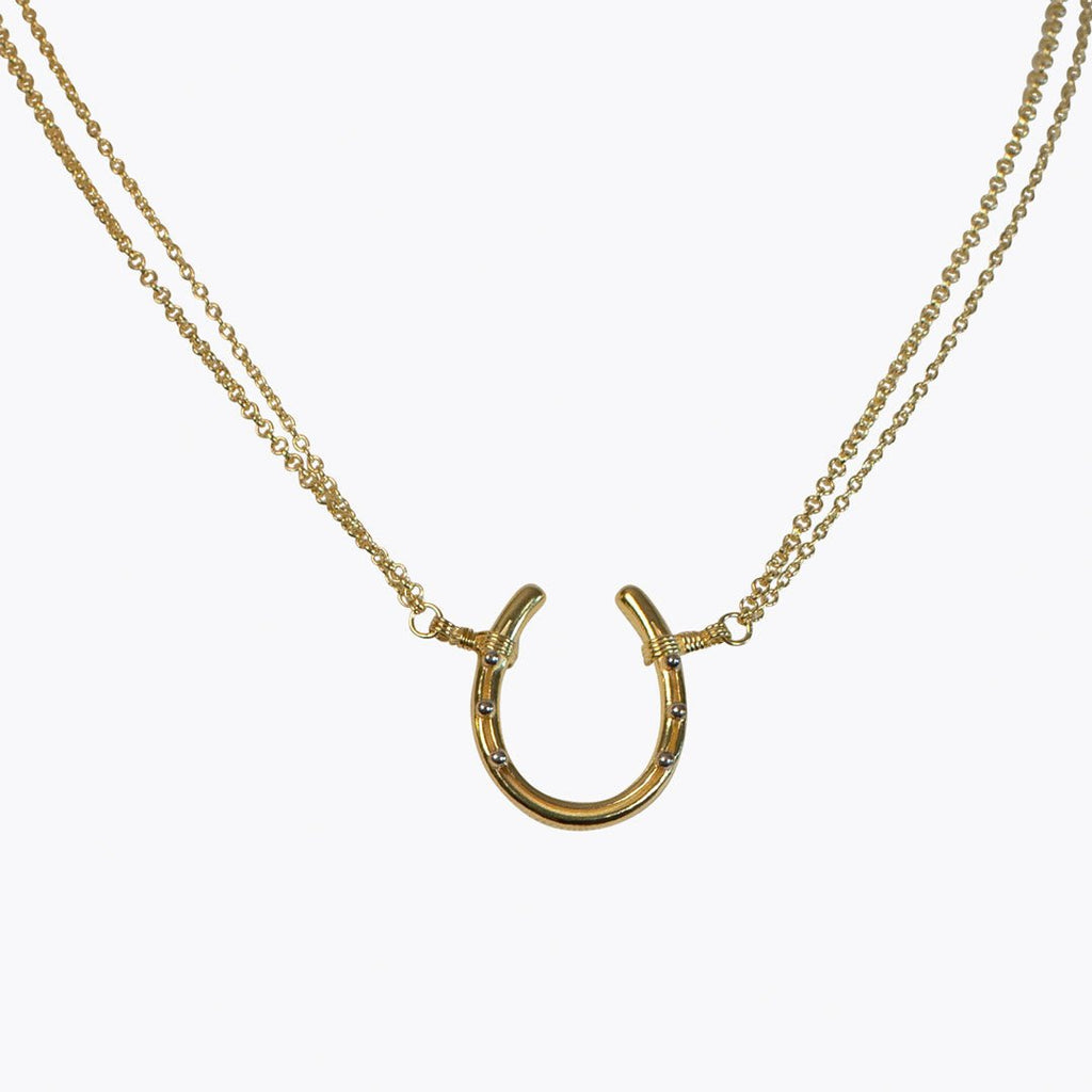 Ava - Equestrian Horseshoe Double Chain Necklace in Gold