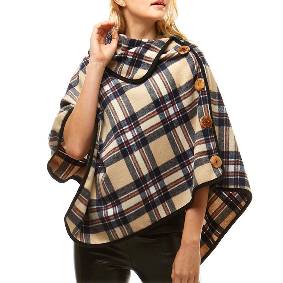 Averie Cozy Warm Plaid Poncho