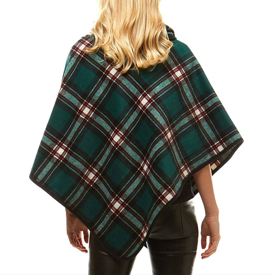 Averie Cozy Warm Plaid Poncho