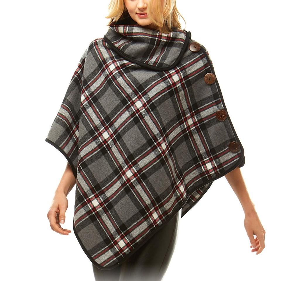 Averie Cozy Warm Plaid Poncho