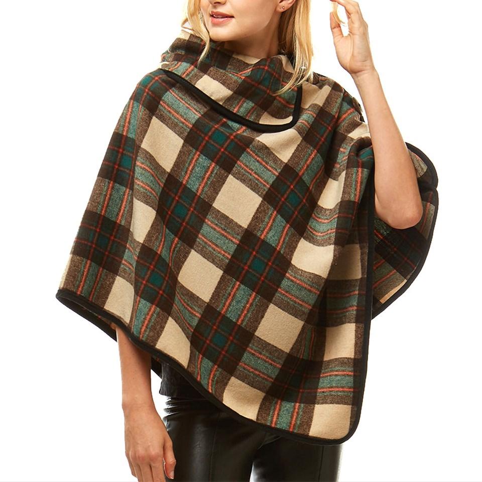 Averie Cozy Warm Plaid Poncho