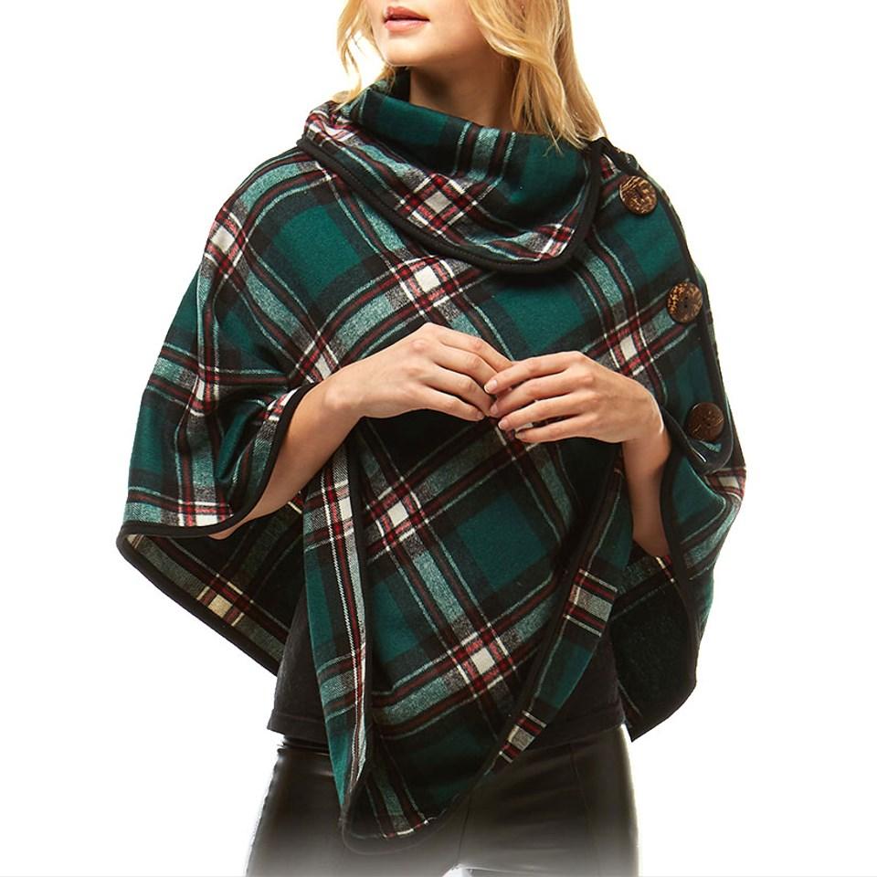 Averie Cozy Warm Plaid Poncho