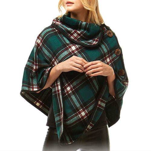 Averie Cozy Warm Plaid Poncho