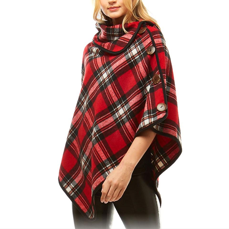 Averie Cozy Warm Plaid Poncho