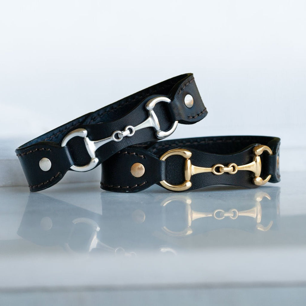 Bronson - Equestrian Leather Horse Bit Bracelet in Gold
