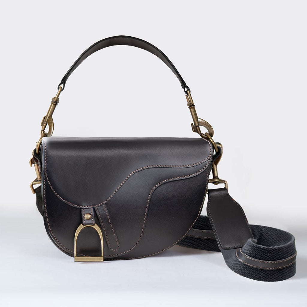 Signature Saddle Bag - Luxury Leather Handbag in Black