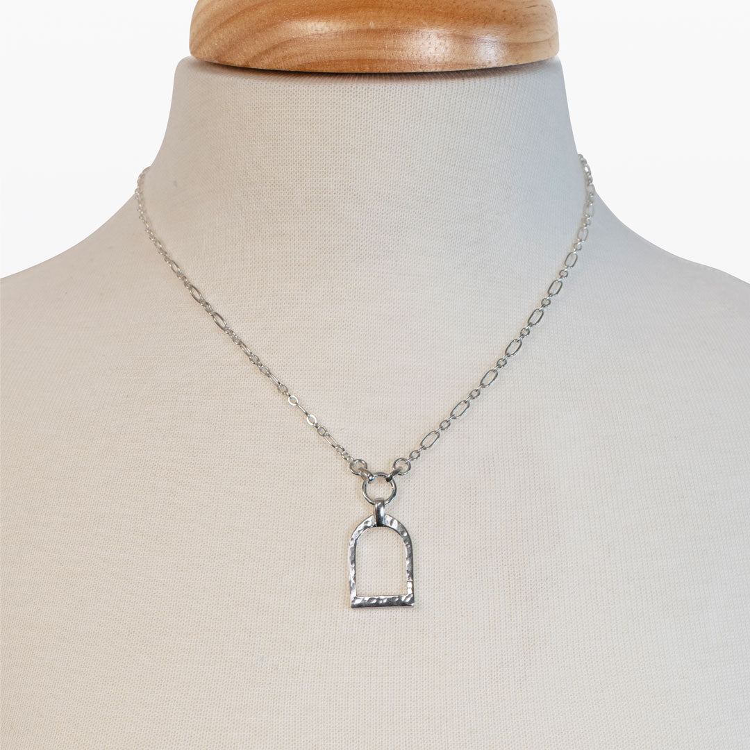 Denby- Equestrian Riding Stirrup Necklace in Silver