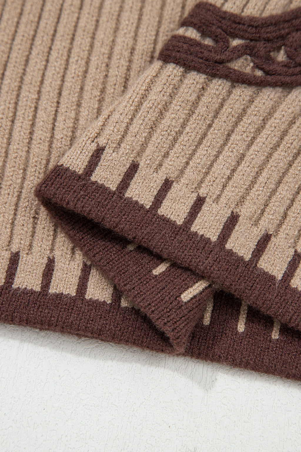 Western Horseshoe Ribbed Knit Sweater Top