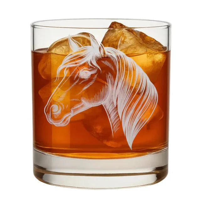 Horse Lover Whiskey Glass - Permanent Laser Etched Lowball Gift for Equestrian Enthusiasts