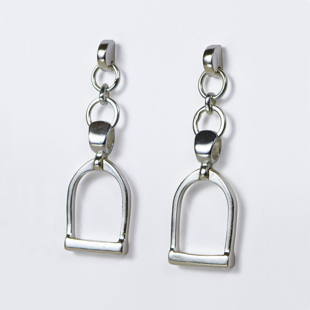 Langley - Equestrian Riding Stirrup Earring in Silver