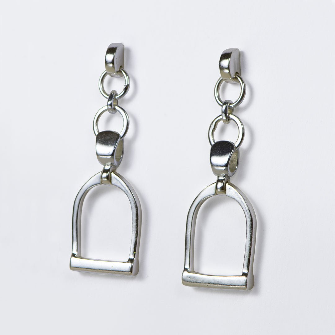 Langley - Equestrian Riding Stirrup Earring in Silver