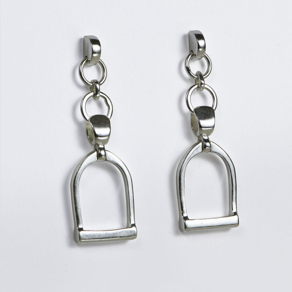 Langley - Equestrian Riding Stirrup Earring in Silver