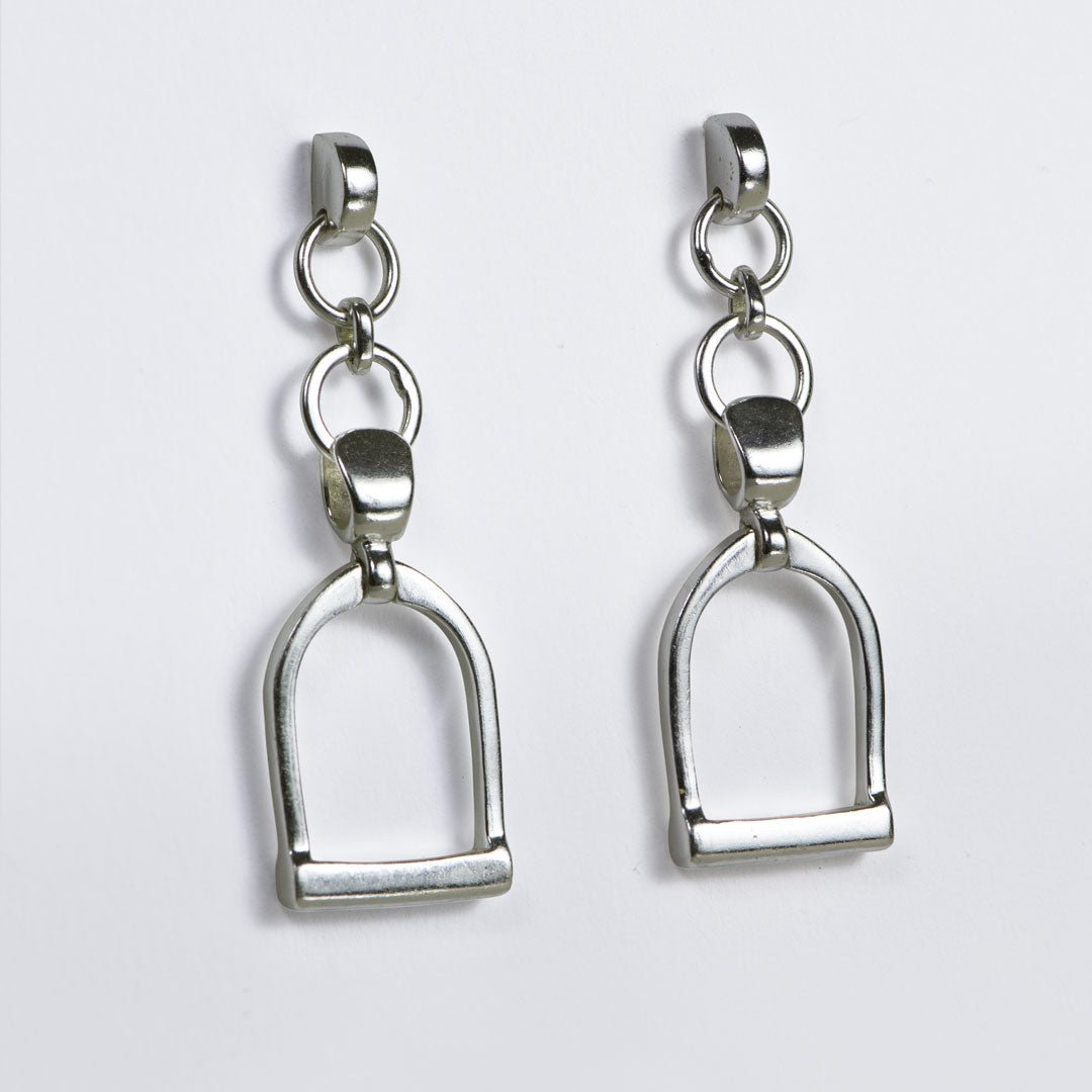 Langley - Equestrian Riding Stirrup Earring in Silver