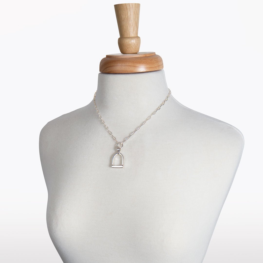 Langley - Equestrian Riding Stirrup Necklace in Silver