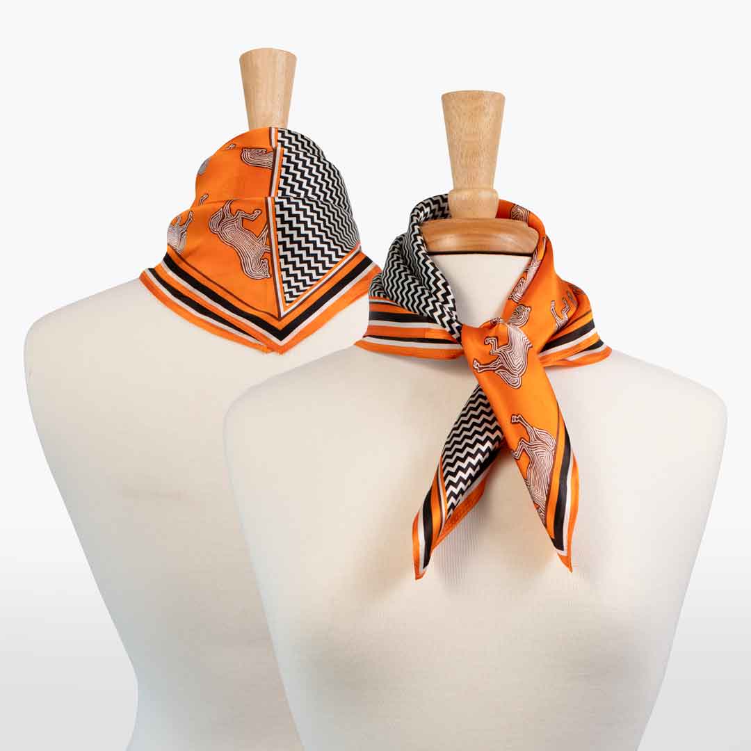 Manon - Stylized Equestrian Scarf in Tangerine
