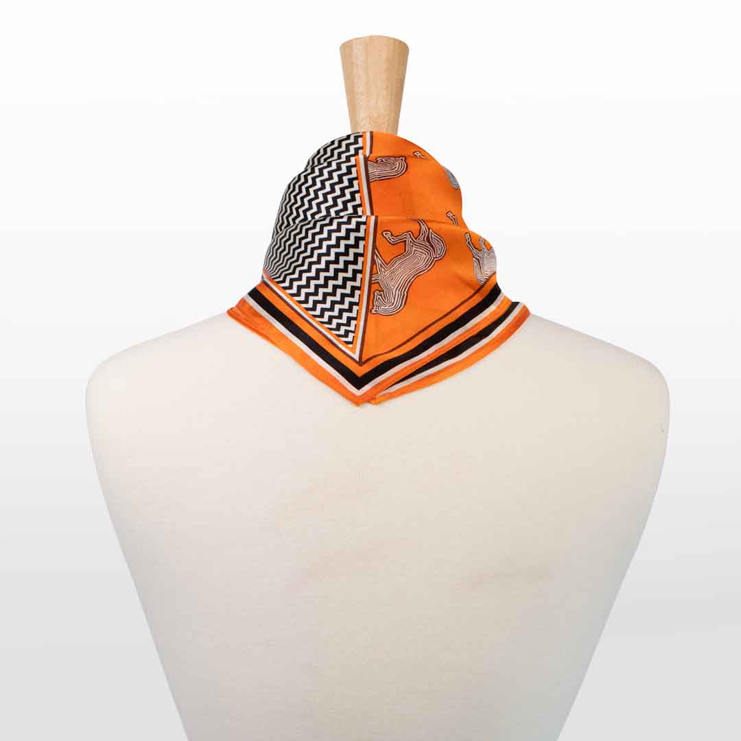 Manon - Stylized Equestrian Scarf in Tangerine