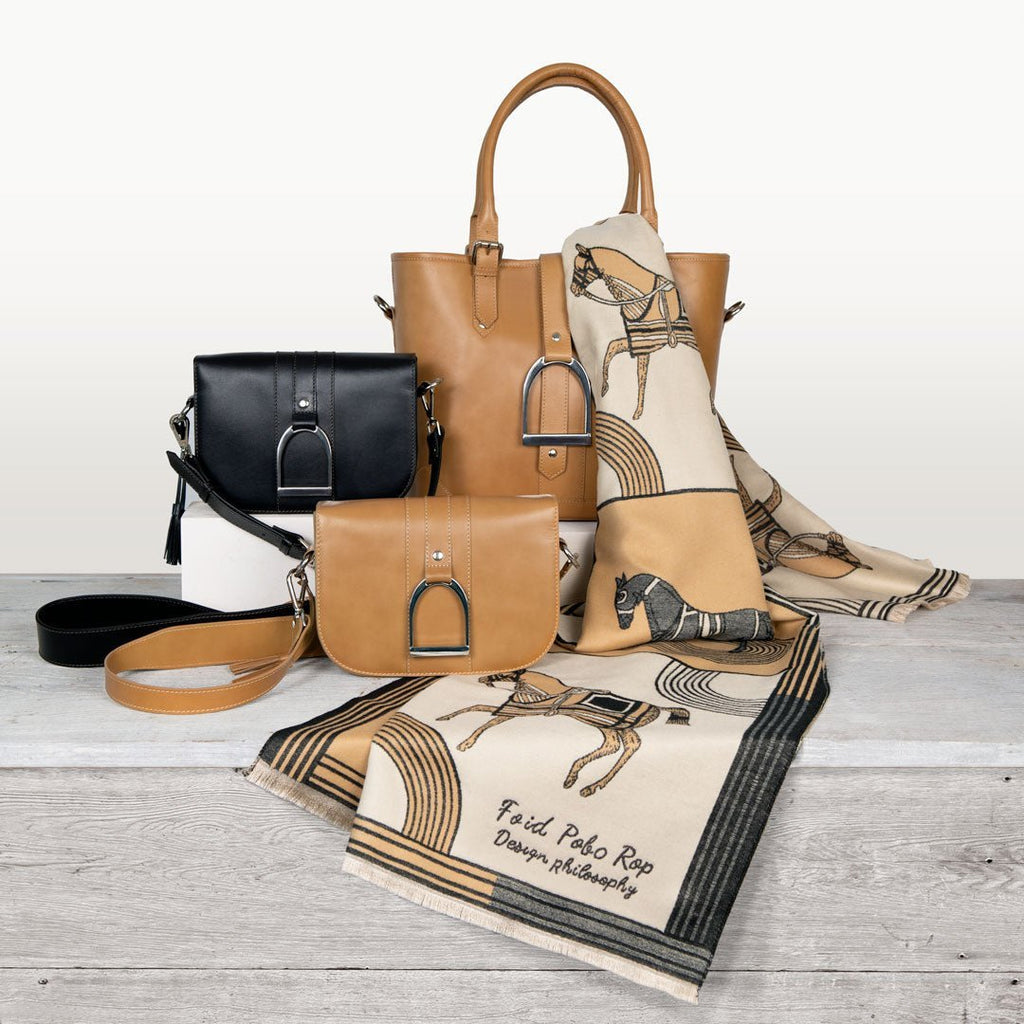 Signature Stirrup - Riding Stirrup Crossbody Luxury Leather Handbag in Caramel